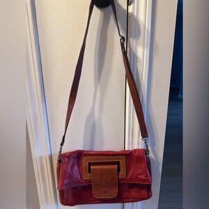 Chic Genuine Leather Red and Brown purse